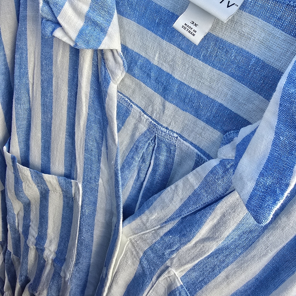 Ava & Viv Blue and White Striped Casual Shirt - Picture 7 of 16